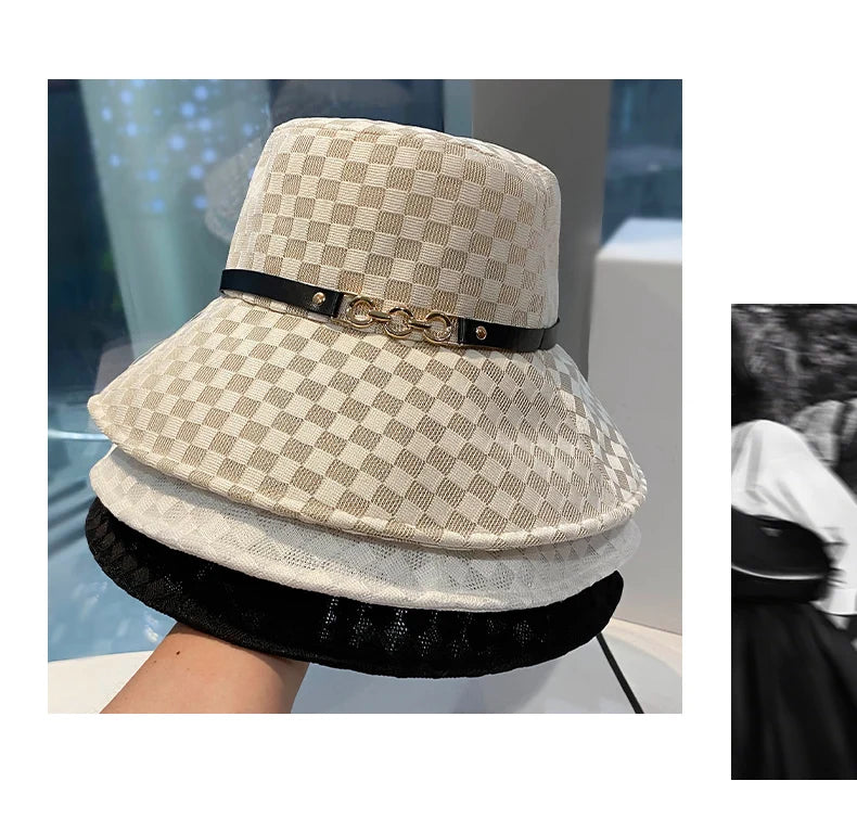 Light Luxury Fashion Pot Hat Summer Simple and Versatile Thin Breathable Fisherman Cap Spring and Autumn Outdoor Outing Sun Hats