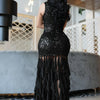 HLJ Sexy Sequin Patchwork Bodycon Dresses for Woman Mesh Shining Sleeveless Ruffle Dress Female Party Clubwear Vestidos 2025 New