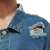 Fashion Zerissene Löcher Langarm Kurze Jeansjacke Damen Trend Streetwear Freizeit Oberbekleidung Damen Doppelknopf Splicing Mantel