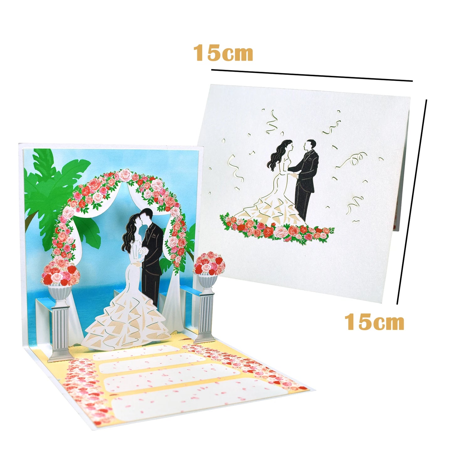 Valentinstag Geschenk 3D Pop Up Karte Jahrestag Hochzeit Geburtstag für Ehefrau Ehemann Grußkarten mit Umschlag und Notizkarte