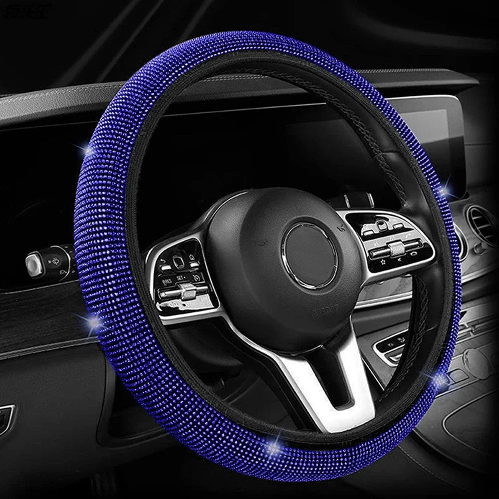 Bling Auto Lenkradabdeckung mit Kristall-Diamant Glitzerndem Auto SUV Strass Lenkradschutz Fahrzeug Auto Dekoration