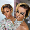 Kurze Bob Perücke Pixie Cut Perücke Glatte Echthaarperücken 13x4 Transparente Lace Front Perücke Für Frauen Highlight Glatte Pixie Cut Perücke
