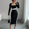 Autumn Winter Sweater Dress for Women 2024 New Arrivals Square Neck High Waist Long Knitted Dress Korean Maxi Dresses
