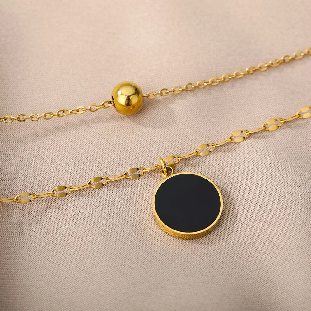 Double Layer Hollow Clavicle Chain Stainless Steel Necklace For Women Punk Hip-Hop Streetwear Jewelry Dropshipping