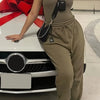 Two Piece Versatile Solid Color Sports And Leisure Set, Women's Cotton Slim Fit T-shirt Paired With Loose Jogging Pants
