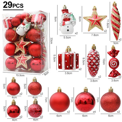 Weihnachtsbaumkugeln Rot Zuckerstange Hängender Schmuck Große Anhänger Set Weihnachtsdekorationen für Zuhause 2024 Natal Navidad Neujahr