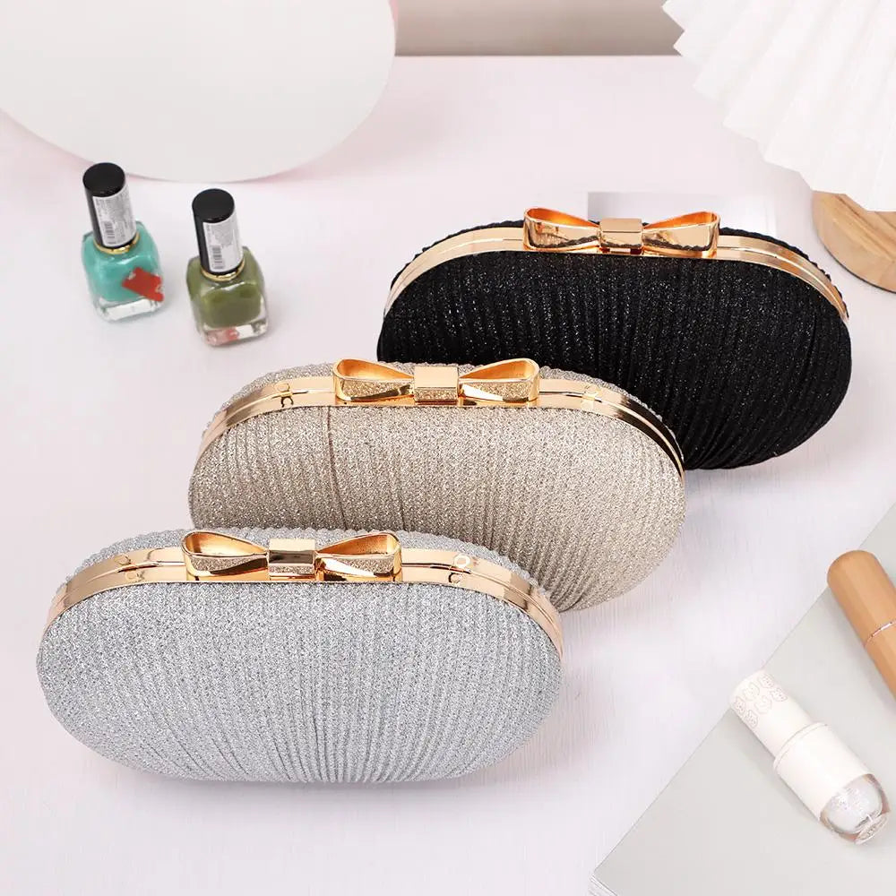 Wedding Bridal Clutch Handbag Women Evening Party Bag Chain Shoulder Bags Elegant Rhinestones Egg Shape Banquet Clutch Purse