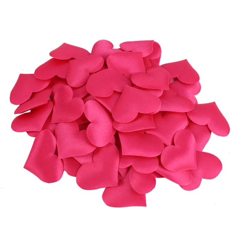 100Pcs 35mm Romantic Sponge Satin Fabric Heart Petals Wedding Confetti Table Bed Heart Petals Wedding Valentine Decoration