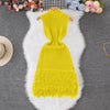 Women's Solid Color Sleeveless Round Neck Slim Fitting Fringe Fur Dress for Summer 2025