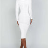Herbst und Winter Damen Sexy Bodycon Kleid Quadratischer Ausschnitt Langarm Abendkleider für Damen