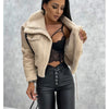 Faux Leather Jackets Women PU Short Thick Warm Black Outwear Female Aviator Retro Lapel Velvet Coat 2023 New Winter Woman Tops