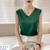 Silk halter V-neck sleeveless bodice Satin vest lace with beautiful back summer jacket with suit top