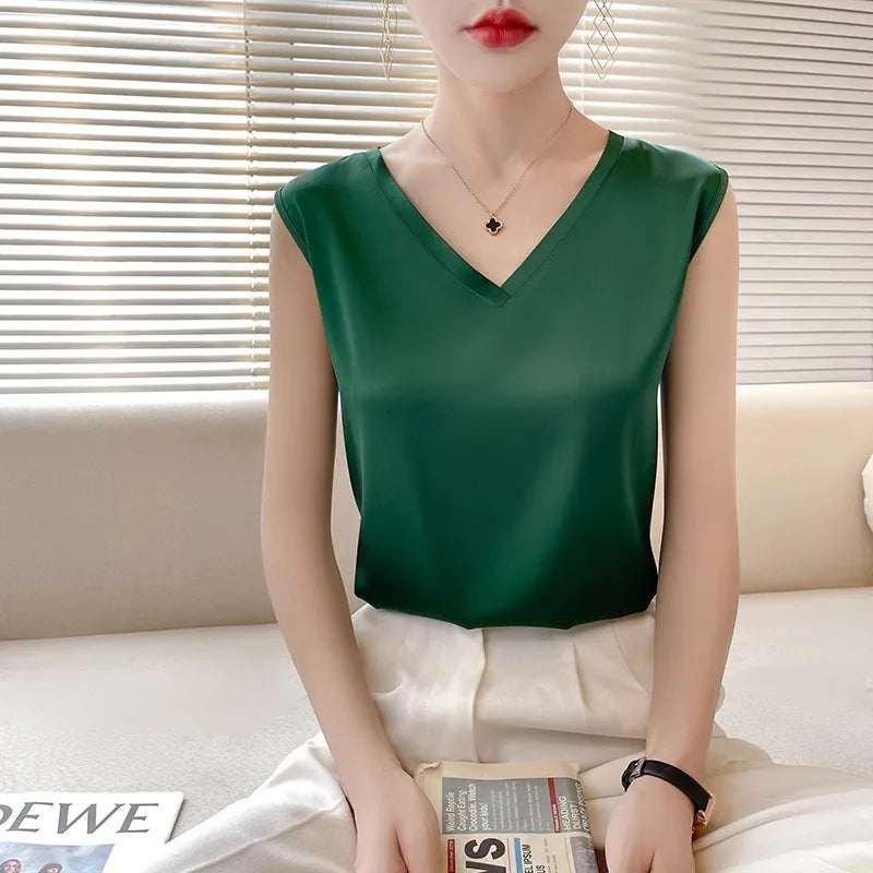 Silk halter V-neck sleeveless bodice Satin vest lace with beautiful back summer jacket with suit top