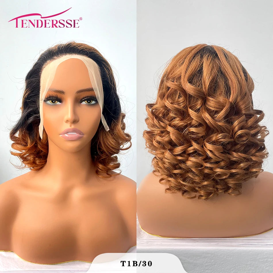 100 % vietnamesische Echthaarperücken, 250er Dichte, Ombre, Double Drawn, Bouncy Curly, Loose Wave, 13x4 HD Lace Front, klebefreie Perücke, vorgezupft