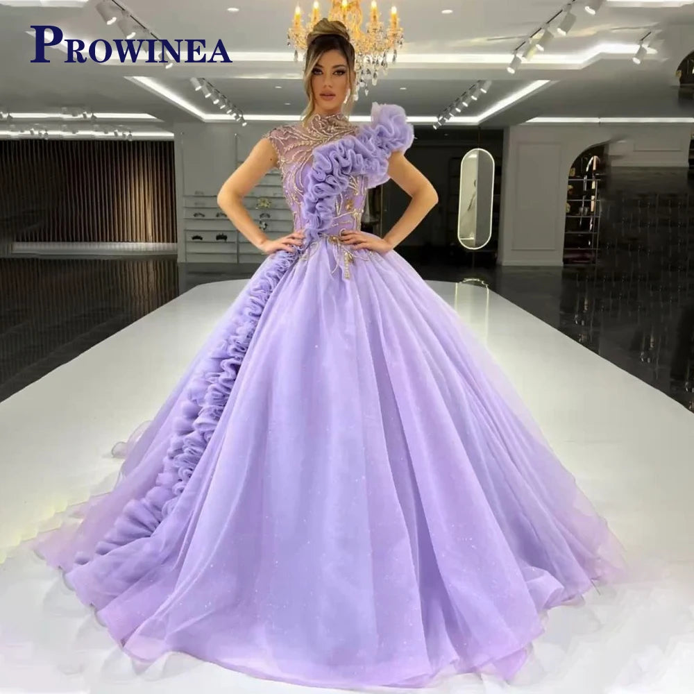 Prowinea Classic Mermaid Prom Dress Crystals Pleat Sweep Train Gala Formal Party Gown Vestidos De Fiesta Customized Plus Size