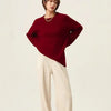 Rollkragenpullover 100% Kaschmir Pullover Damen lose verdickend Anti-Aging Nische Vintage Roter Rundhals-Pullover Damen Langarm