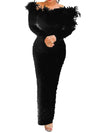 Beaded Sheath Sexy Dress Women Sexy Slash Collar Bodycon Midi Dress Solid High Waist Trend Off Shoulder Sheath Party Dresses