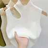 Women Knitted Tank Top Summer Fall Slim Sweater Short Sleeveless Solid Summer Sweaters Hollow Out Pullovers 2026