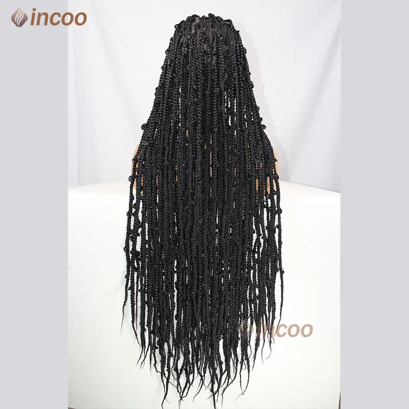 36 Zoll Synthetische Spitze Geflochtene Perücken Schmetterlingszöpfe Spitzenperücke für schwarze Frauen Zopfperücken im Ausverkauf Box Braids Spitzenperücke
