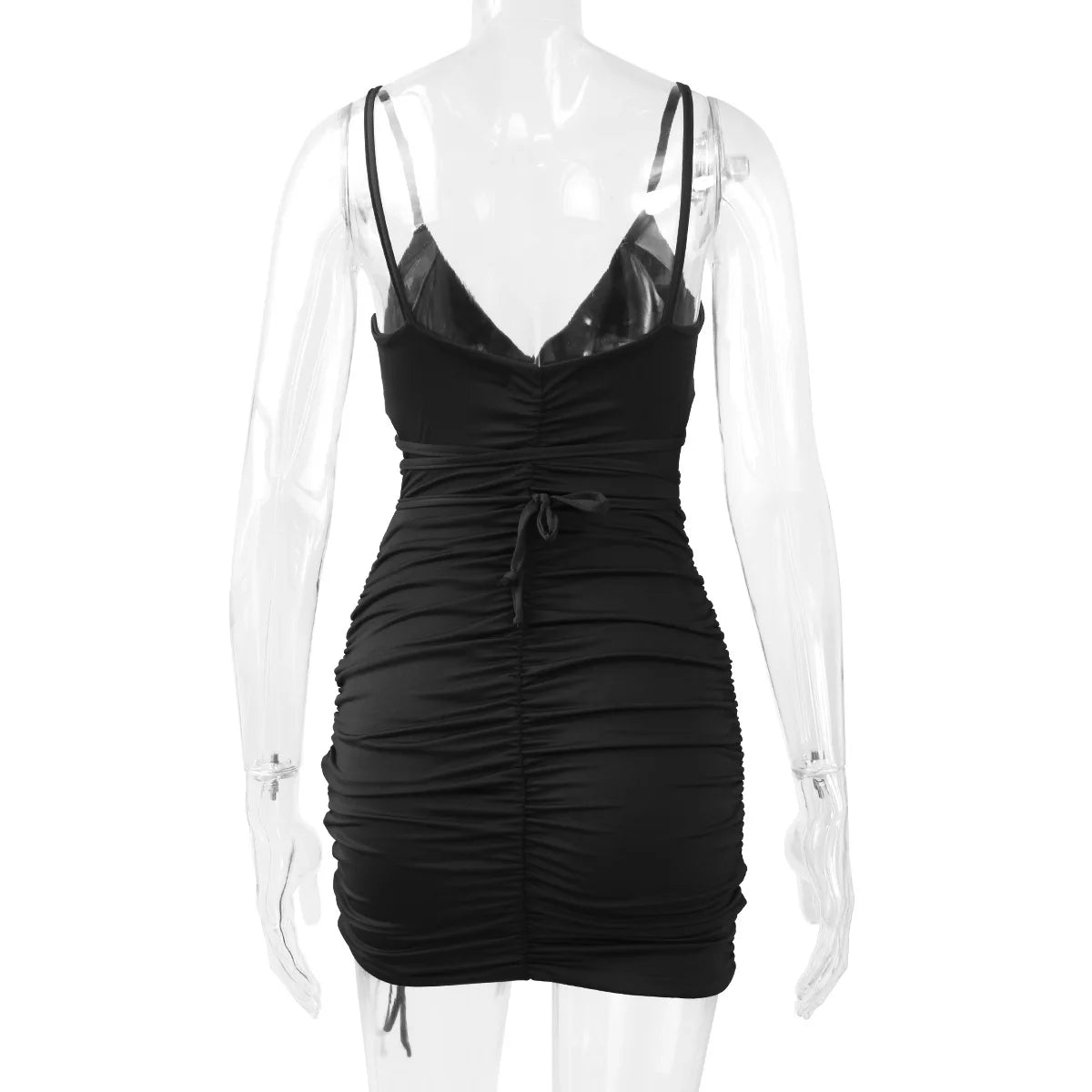 Sexy Spaghetti Strap String Cross Bodycon Dress for Women Solid Backless Cut-out Night Club Dress Summer Sleeveless  Mini Dress