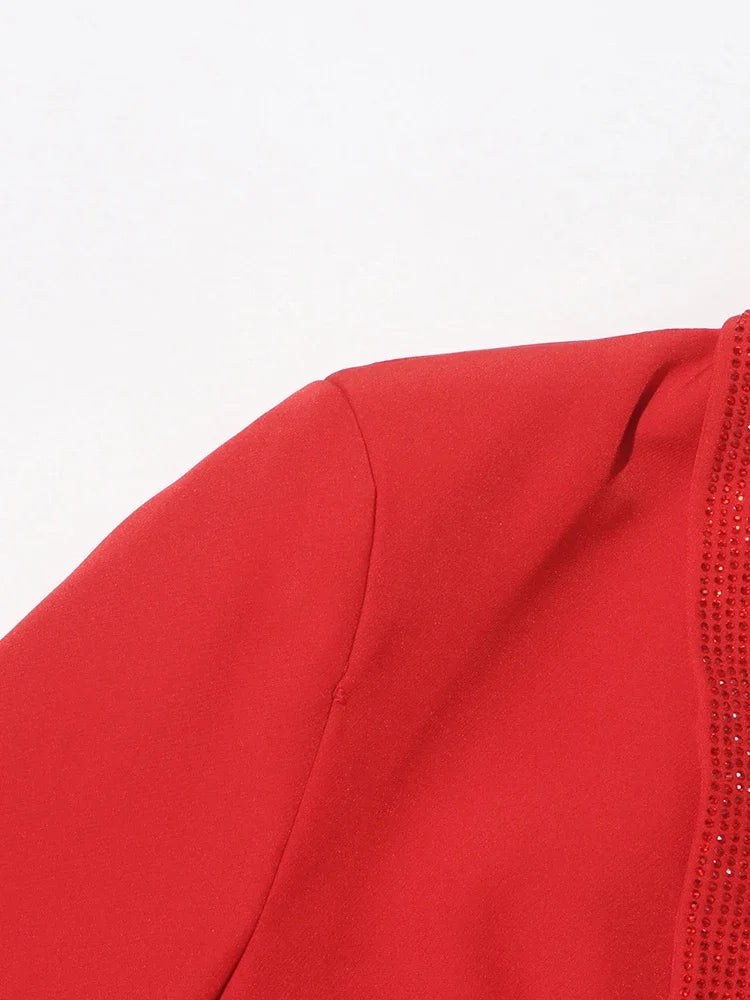 TWOTWINSTYLE Solider Blazer mit Aushöhlungen für Damen, Schalkragen, Langarm-Tunika, gespleißter Knopf, Temperament-Blazer Weiblich KJA501707