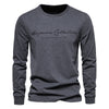 AIOPESON 100% Cotton Long Sleeve Men's T-shirt Solid Color Letter Print Casual T shirts for Men New Spring Tops Tee Men Clothing