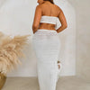 Weird Puss Elegant Women 2 Piece Set Midnight Thin Striped Knot Strapless Tops+Bandage Skirts 2023 Vacation Matching Clubwear