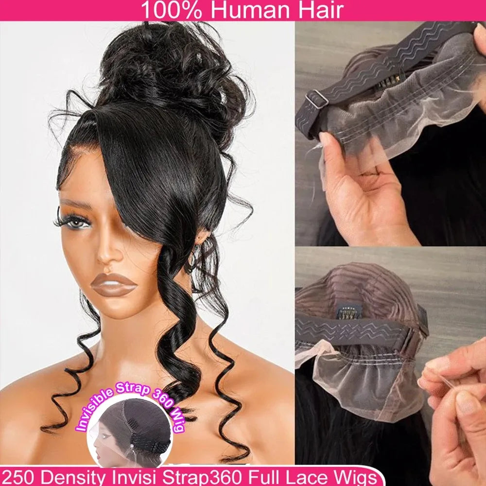 20 40 Inch Body Wave 360 Full Lace Frontal Wigs 100% Human Hair Preplucked Brazilian 250 Density Water Wave 13x6 Lace Front Wig