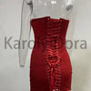 Sexy Strapless Bright Silk Lace-up Mini Dress Women Red Black Sleeveless Backelss Bodycon Dresses Evening Party Cocktail Gowns
