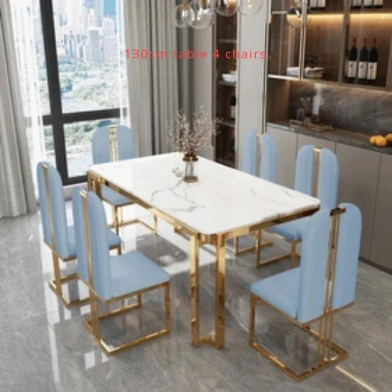 Einzigartige Luxus-Esstischstühle mit modernen Metallbeinen, rechteckiger Esstisch im platzsparenden nordischen Design, Mesa De Comedor Möbel