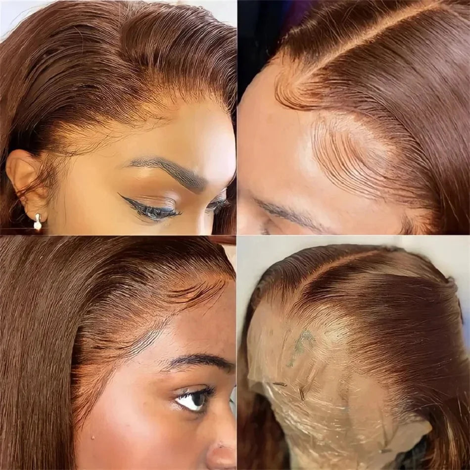 Chocolate Brown Straight 13x4 13x6 Hd Lace Frontal Wig Brazilian Colored T Part Human Hair Wigs For Women Preplucked 30 36 Inch