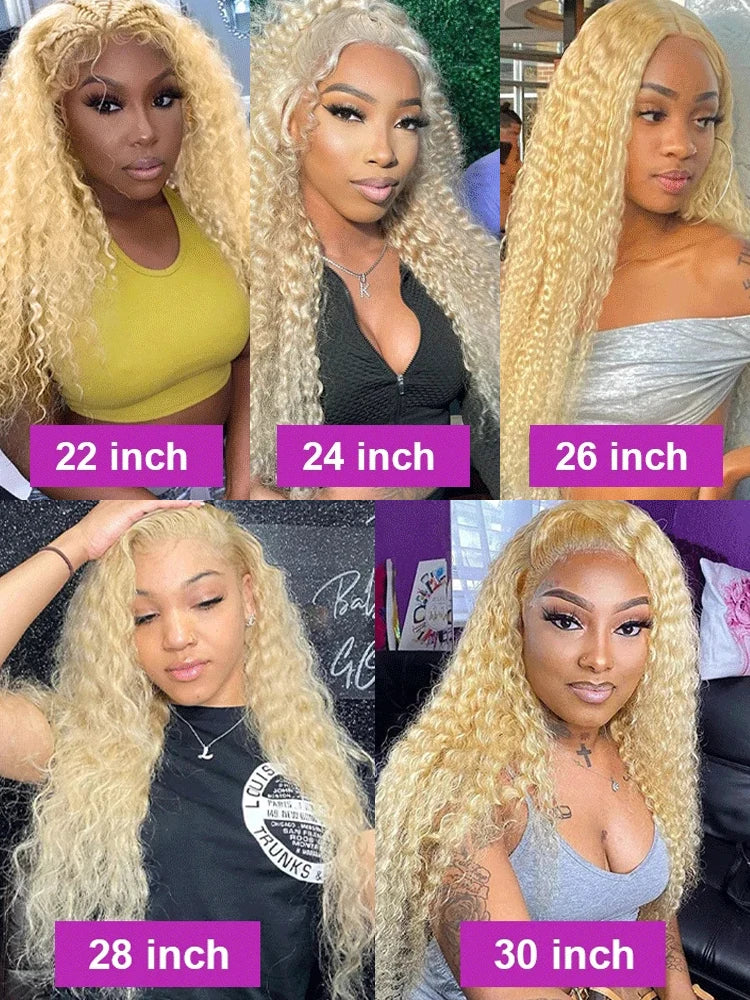 613 Transparente HD-Spitzenfront Echthaarperücke lockig 13x6 Honigblond Deep Wave Full Lace Frontal Perücke Brasilianisch 40 Zoll 250 Dichte