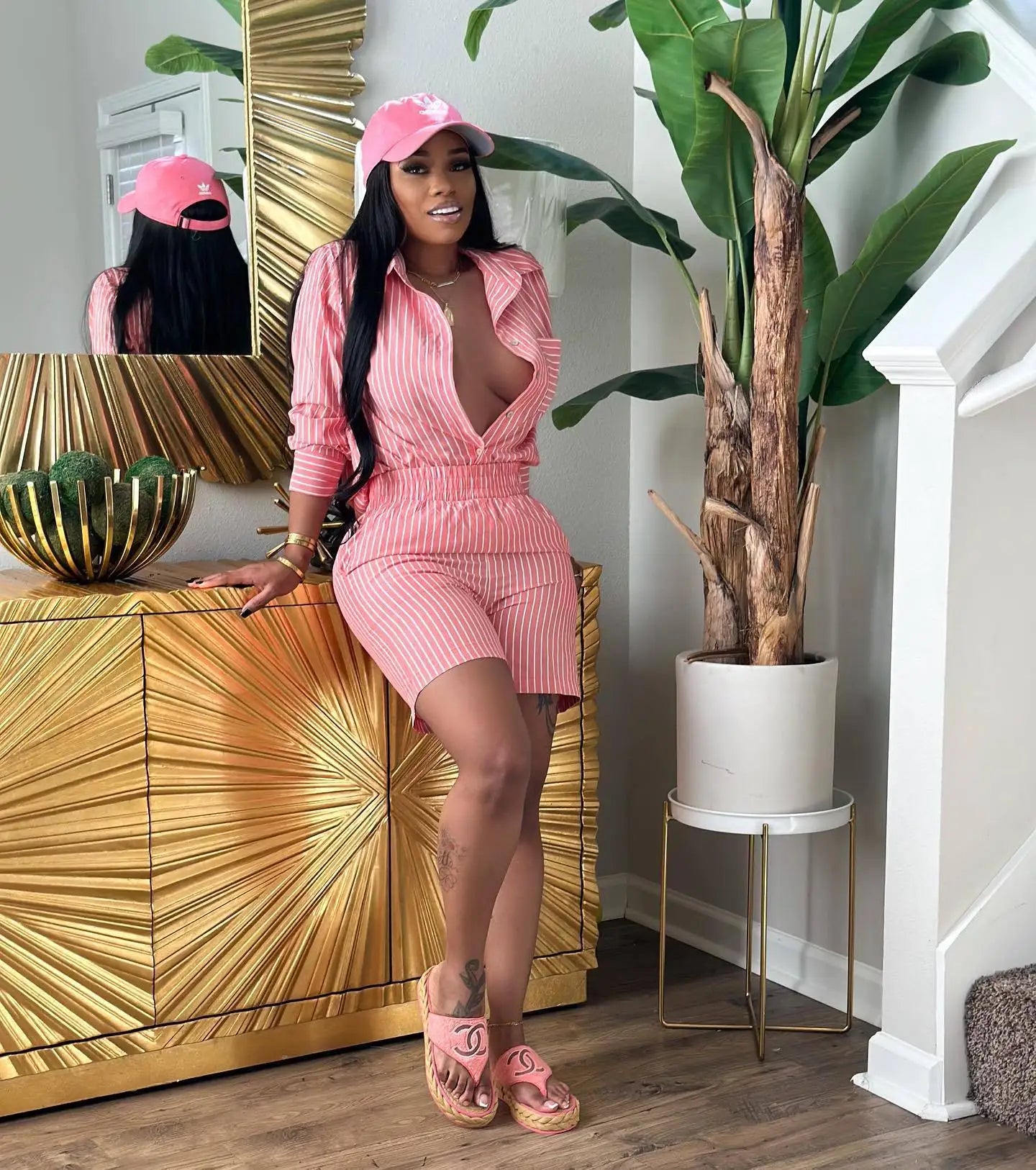 Two Piece Short Sets Women Striped Single Breasted Cardigan Blouses Shorts Elastic Waist Shirt Suit Casual Outwear Summer