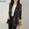 Women Autumn Blazer Retro Printed Coats Casual Long Sleeve Floral Outerwear ZANZEA Female Single Button Lapel Jackets Oversize