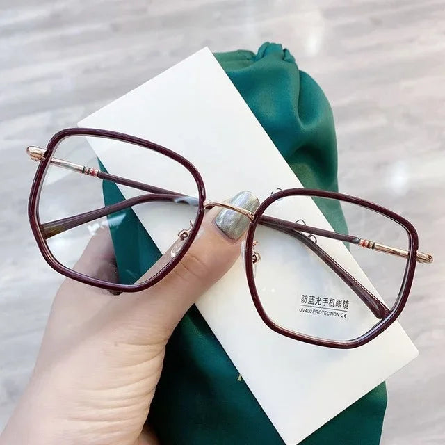 Ultraleichte Blaulichtfilter-Brille für Mädchen, Retro-Grüner Rahmen, schlichte Brille, Blaulichtfilter, transparente Brille für Damen