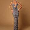 VC Sexy Deep V Plunge Neck Backless Sequins Mesh Sparkly Silver Maxi Long Dress Elegant Party Evening Outfits Vestido