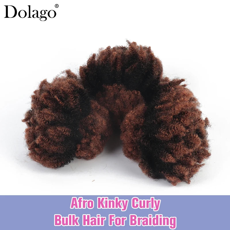 Menschliches Flechthaar Afro Kinky Lockiges Haar Haarverlängerungen Microlocs Lose Haare zum Flechten Ombré-Farbe Braun Crochet Braids 4C