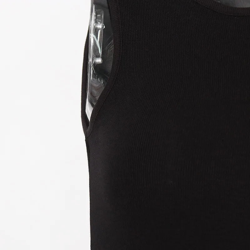 Casual white cut t shirt women round neck sleeveless korean slim t shirts women clothing 2023 summer fashion