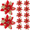 5 Stück 14,5 cm Glitzer künstliche Weihnachtsblumen fröhliche Weihnachtsbaumdekoration Neujahrsornamente gefälschte Blumen Weihnachten Natal