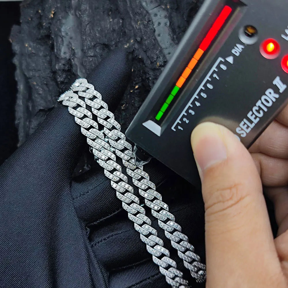 Pass Diamond Test Hip Hop Jewelry VVS1 Stone Shiny 2row 3row Men Women 925 Sterling Silver Necklace Moissanite Cuban Link Chain