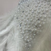 Women Luxury Rhinestones Pearls Feathers Halter Backless Short Dress Women Sexy Celebrate Birthday Dress Nightclub Stage Costume