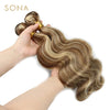 Piano Color P4/613 Highlighted Hair Bundles With Closure Remy Body Wave Ombre Ash Blonde Human Hair Weave With Highlights