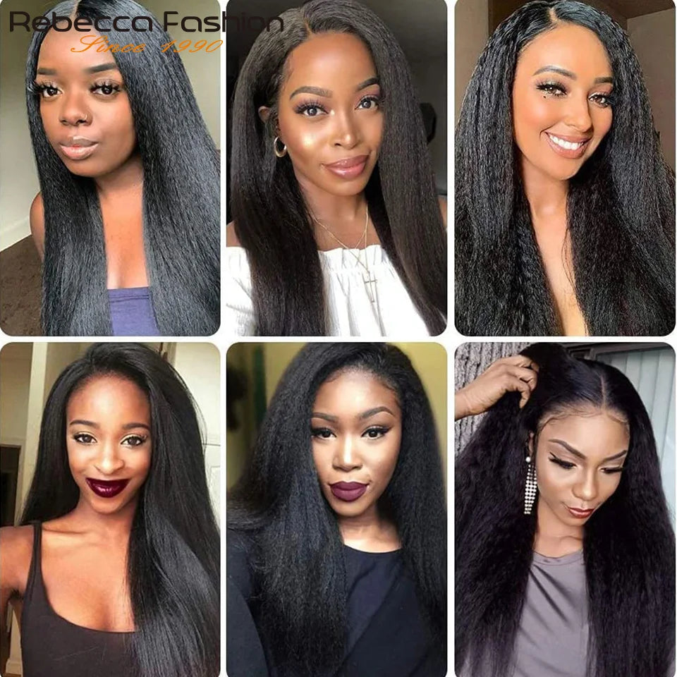 Yaki Straight U-Part-Perücken für schwarze Frauen, Kinky Straight U-Part-Perücke Echthaar Kurz Schwarz Braun U-Part-Perücke Kinky Straight Clip