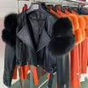 GO BALLISTIC YA Ladies' Genuine Leather Jacket with Fur Sleeve Women's Natural Lambskin Outfit
