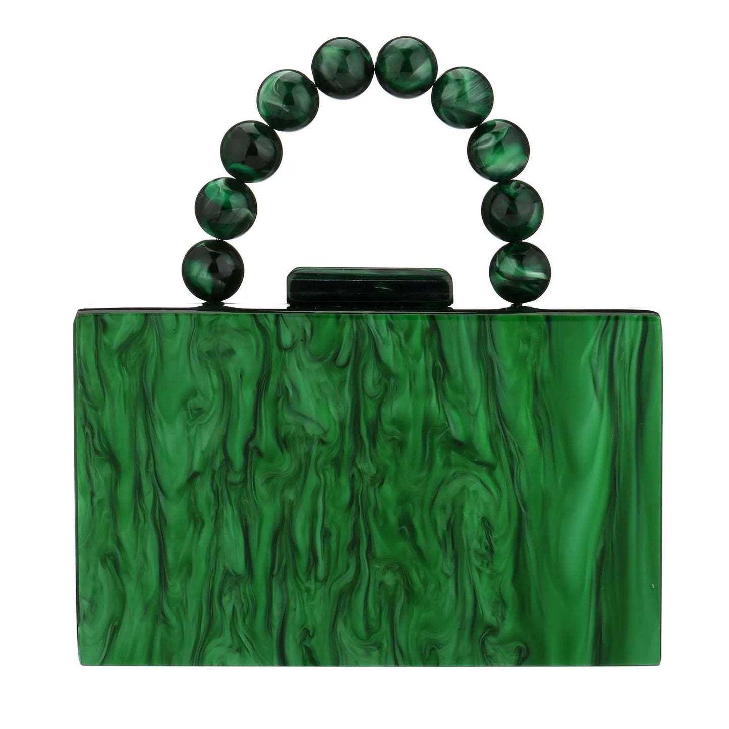 Luxury Crossbody Bag Pearl Marble Dark Green Acrylic PVC Evening Bags Women Purses And Handbags Wedding Party Beach Flap