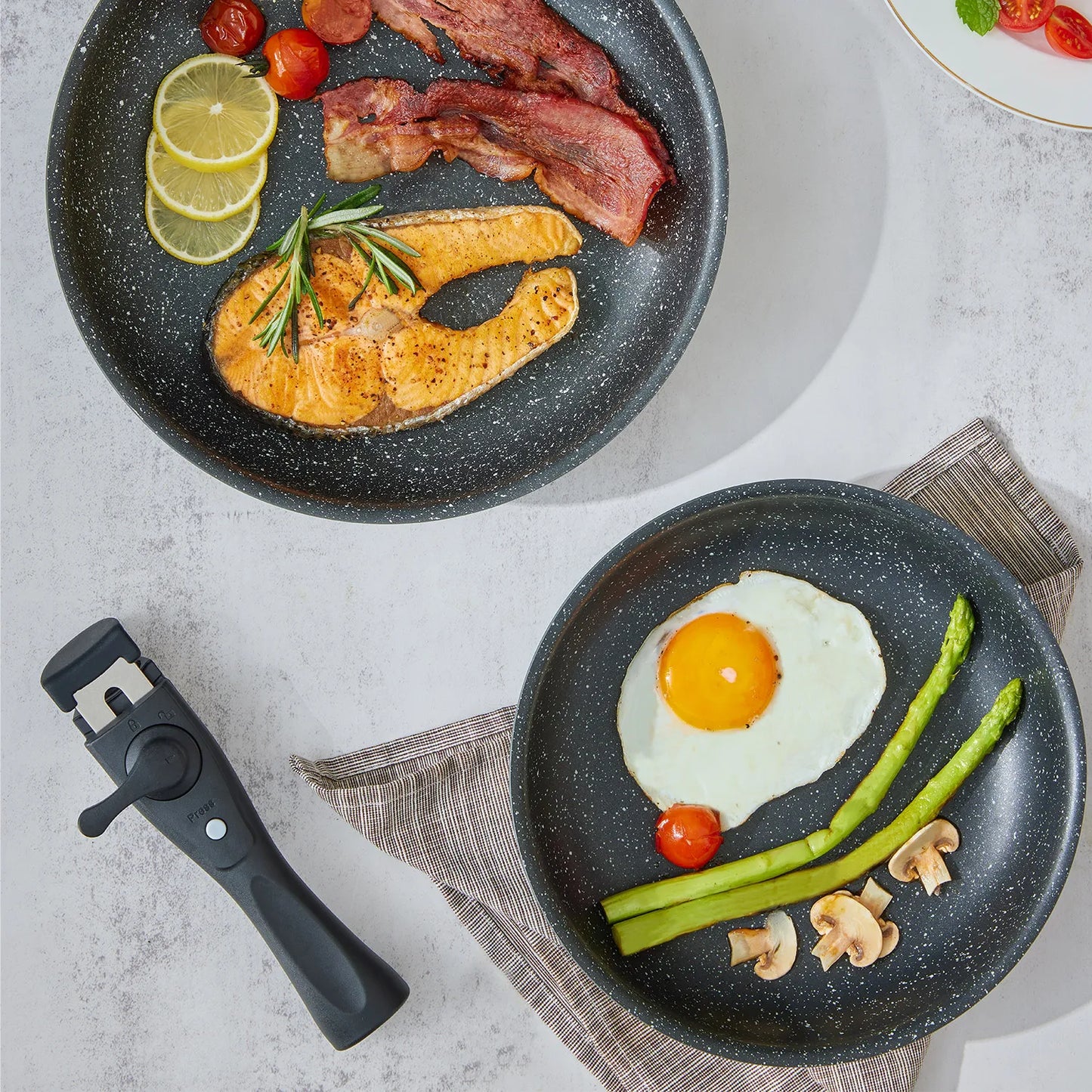 Induktions-Kochgeschirr-Set, 10-teilig, Antihaft-Topf- und Pfannen-Set mit abnehmbaren Griffen, für alle Herdarten, stapelbares Design, spülmaschinenfest/