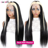 Stinktierstreifen Echthaarperücke 1B/613 Highlight Blond Glatt Lace Front Perücke 13x4 Farbige Lace Front Echthaarperücken 250 Dichte