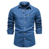 AIOPESON Autumn New Cotton Men's Denim Shirt Solid Color Single Pocket Casual Long Sleeve Shirt Autumn Jeans Shirt for Men