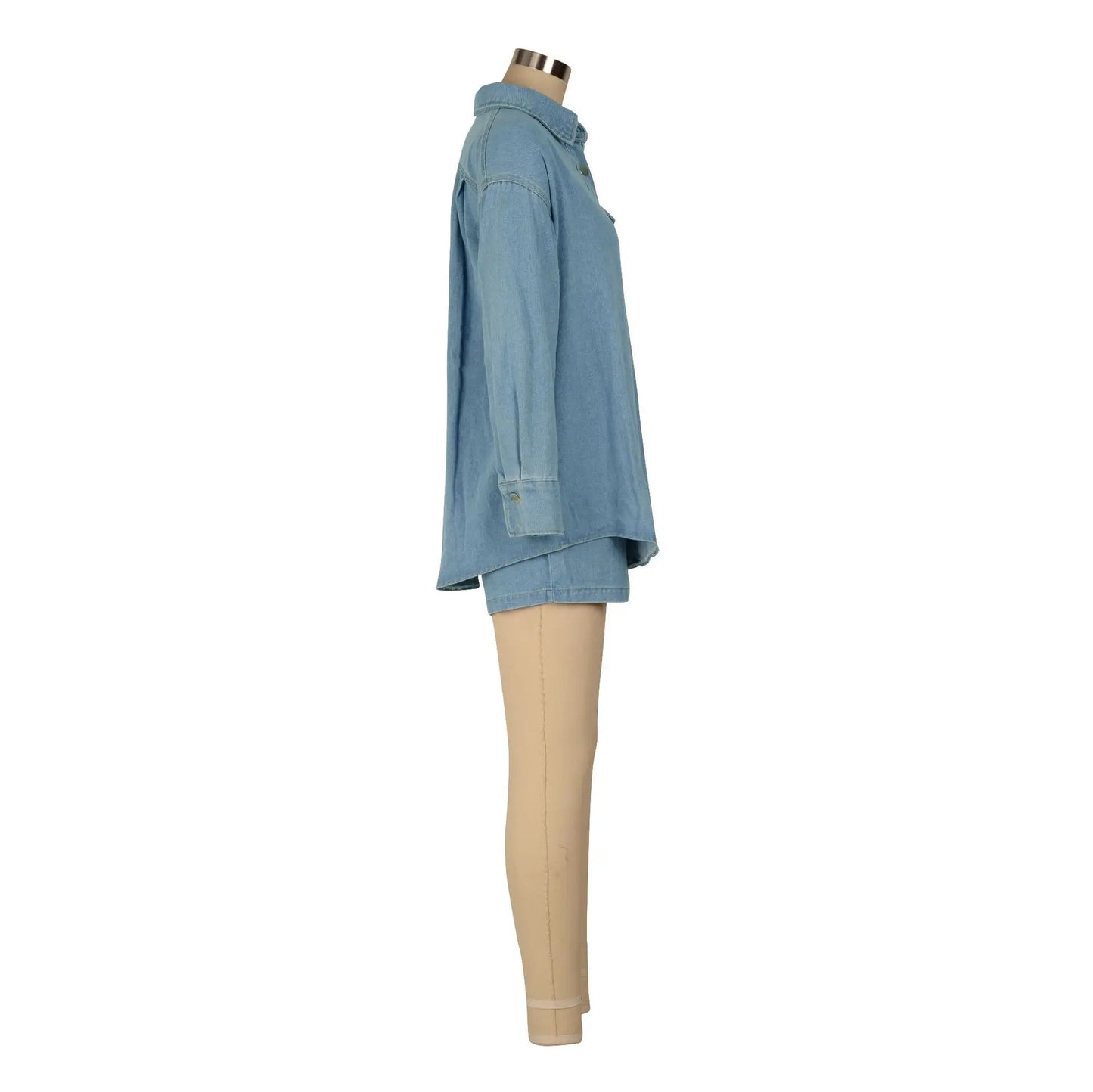 Denim Two Piece Sets Women 2024 Autumn Outfits Single Breasted Turn Down Collar Pockets Jacket Shorts Suit Short Pants Ensemble