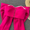 Women Hotsweet Sleeveless Sexy Zipper Chic Three-dimensional Butterfly Bow Slim Strapless Tank Top High Street Autumn Clothing